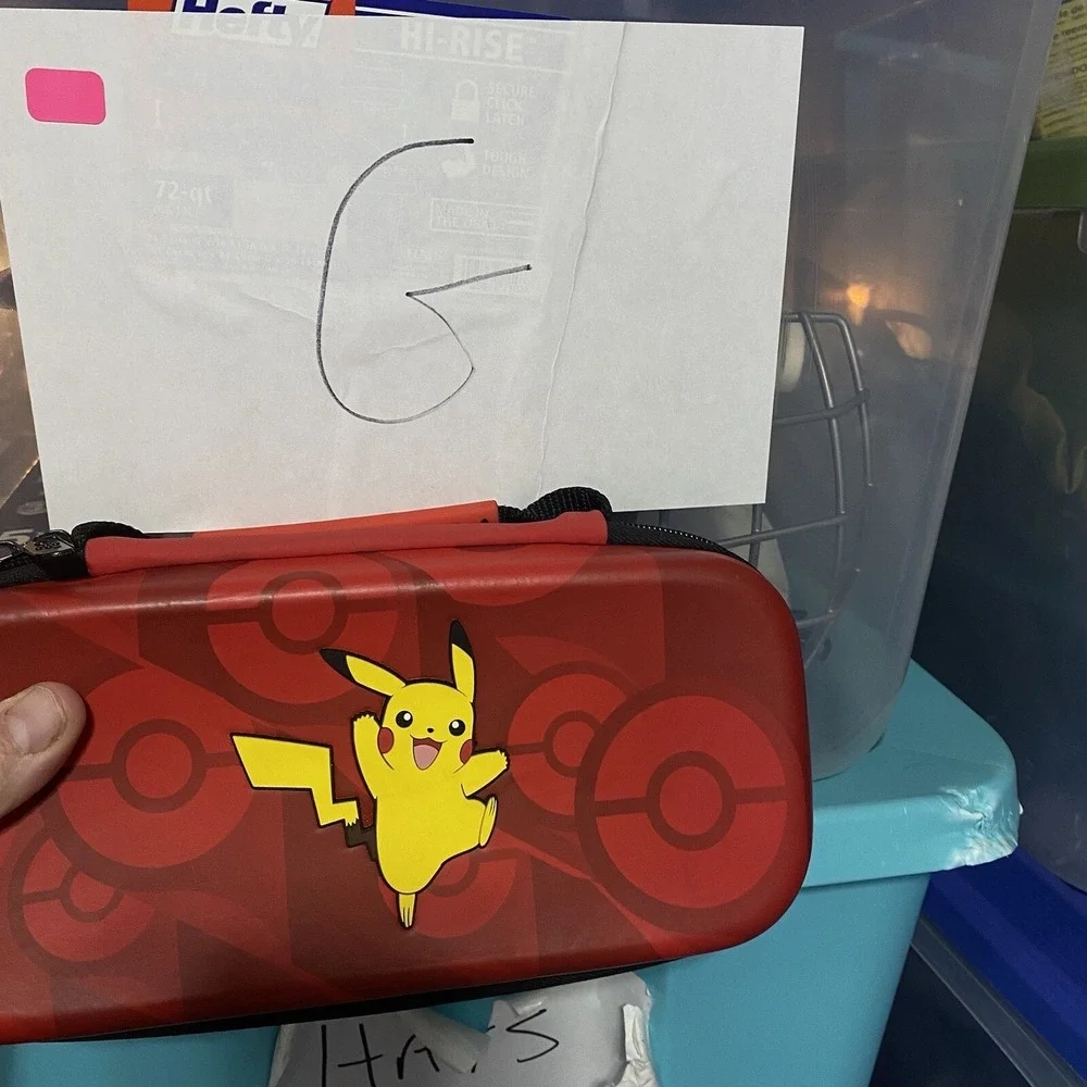 Nintendo Switch Pikachu Pokemon Case Protective Holds Games & Console VGC Red‎